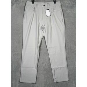 Henry Dean Pants Mens 34x28 Gray Microfiber Chino 5 Pocket Regular Fit Casual